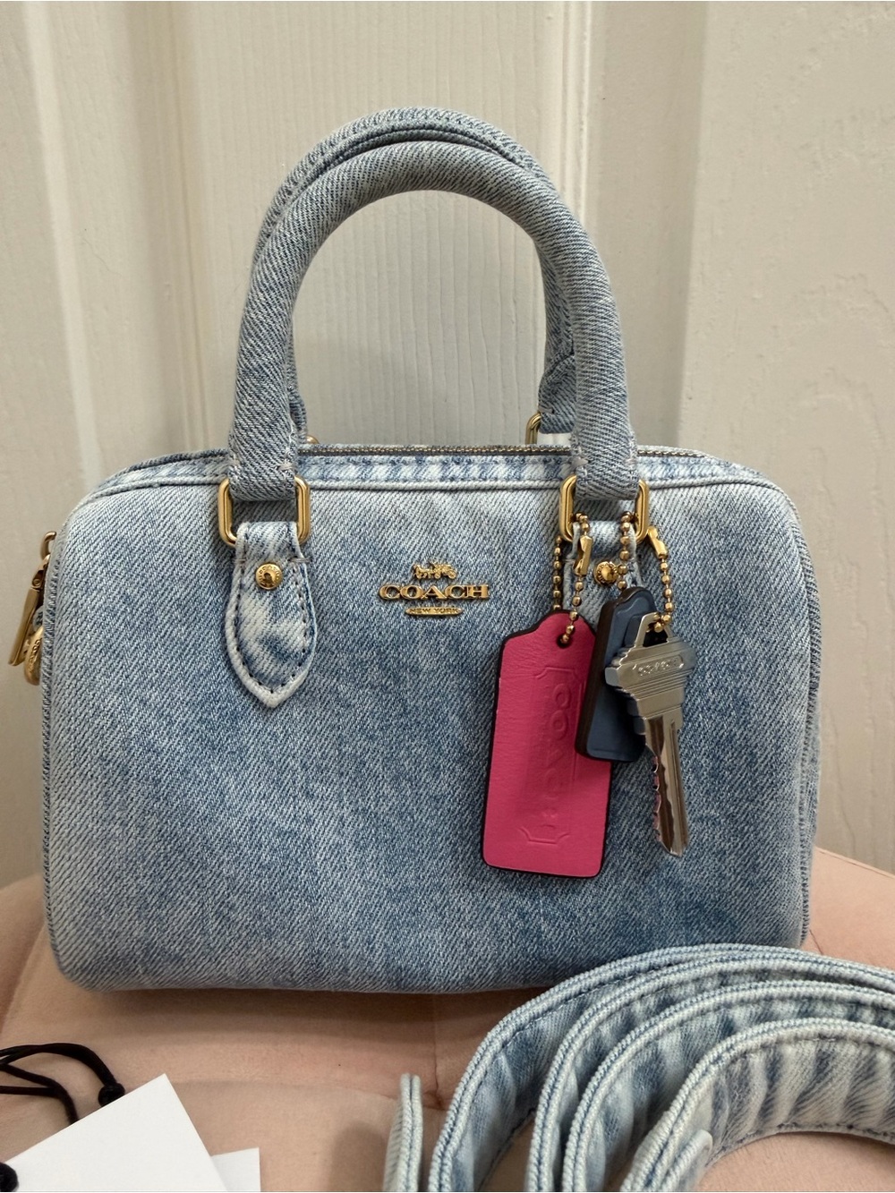 Coach Mini Rowan in Loved Denim - Picture 3 of 13